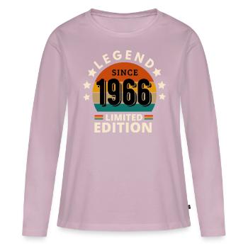 LÉGENDE 1966, MILLÉSIME 1966 - T-shirt manches longues Premium bio Femme - rose poudré - Devant - Julia (174cm)