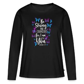 Christian Bible Verse Quote - Frauen Premium Bio Langarmshirt - Schwarz - Vorne - Julia (174cm)