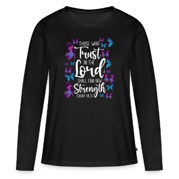 Christian Bible Verse Quote - Frauen Premium Bio Langarmshirt - Schwarz - Vorne - Julia (174cm)