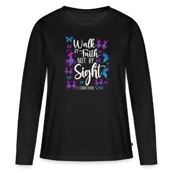 Christian Bible Verse Quote - Frauen Premium Bio Langarmshirt - Schwarz - Vorne - Julia (174cm)