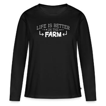 Farm Farm Dicton - T-shirt manches longues Premium bio Femme - noir - Devant - Julia (174cm)