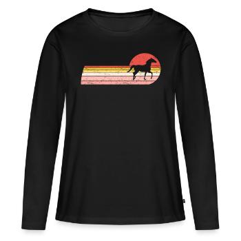 Équitation Vintage Équitation - T-shirt manches longues Premium bio Femme - noir - Devant - Julia (174cm)