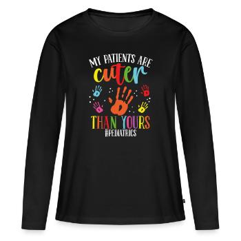 Pediatric Nurse My Patients are Cute PEDS Nurse - Frauen Premium Bio Langarmshirt - Schwarz - Vorne - Julia (174cm)