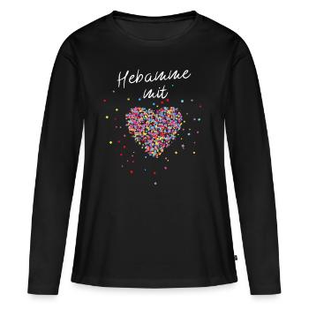 Hebamme mit Herz Geburtshelferin Entbindung - Frauen Premium Bio Langarmshirt - Schwarz - Vorne - Julia (174cm)
