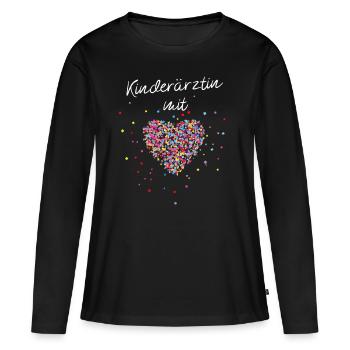 Kinderarzt mit Herz Arzt Geschenk Doktor Geschenk - Frauen Premium Bio Langarmshirt - Schwarz - Vorne - Julia (174cm)