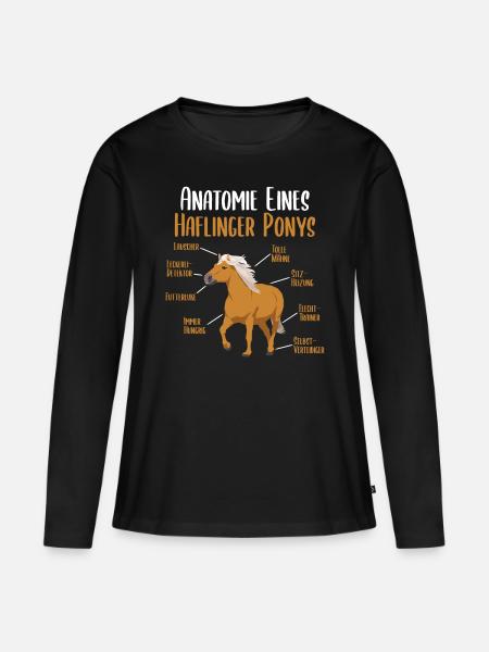 Anatomie eines Haflinger Ponys - Haflinger Pferd - Frauen Premium Bio Langarmshirt - Schwarz