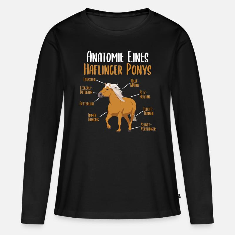 Anatomie eines Haflinger Ponys - Haflinger Pferd - Frauen Premium Bio Langarmshirt - Schwarz