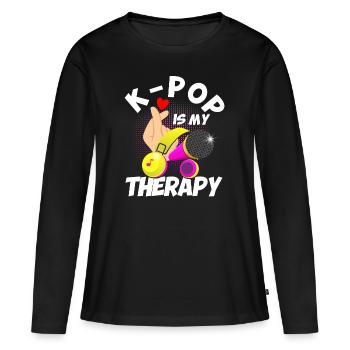 K-Pop Fan K-Pop Marchandise K-Pop Cadeau K-Pop - T-shirt manches longues Premium bio Femme - noir - Devant - Julia (174cm)