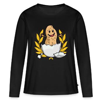 Hourra Cacahuète Naissance Naissance Parents - T-shirt manches longues Premium bio Femme - noir - Devant - Julia (174cm)