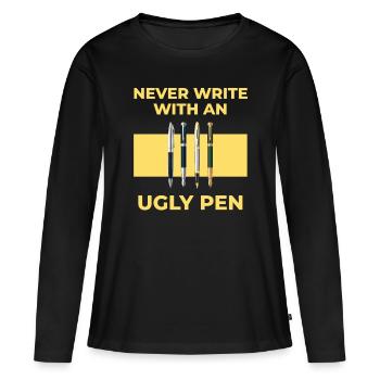 Schön Schreiben Stifte Schule Füller Pen Geschenk - Frauen Premium Bio Langarmshirt - Schwarz - Vorne - Julia (174cm)