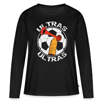 Football Ultras Fanfare - T-shirt manches longues Premium bio Femme - noir - Devant - Julia (174cm)