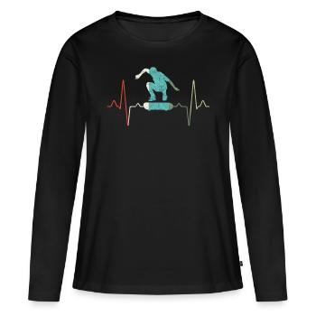 Skater Skate Heartbeat - T-shirt manches longues Premium bio Femme - noir - Devant - Julia (174cm)