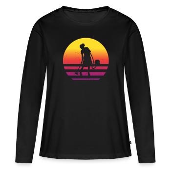 Retro Putzfee Haushaltshilfe Putzfrau - Frauen Premium Bio Langarmshirt - Schwarz - Vorne - Julia (174cm)