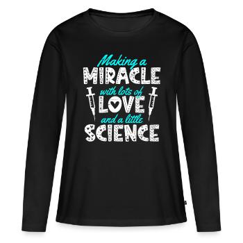 Maman FIV faire un miracle avec amour et science - T-shirt manches longues Premium bio Femme - noir - Devant - Julia (174cm)