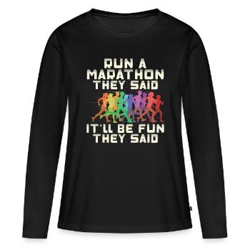 Marathon Marathon Marathon Runner Cadeau - T-shirt manches longues Premium bio Femme - noir - Devant - Julia (174cm)