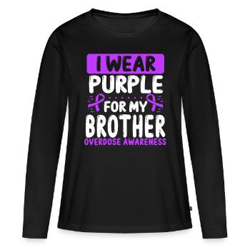 Brother Purple Ribbon Twin Overdose Awareness - Women's Premium Organic Long Sleeve Shirt - black - Front - Julia (174cm)