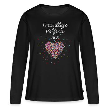 Freiwillige Helferin Bénévole Charité FSJ - T-shirt manches longues Premium bio Femme - noir - Devant - Julia (174cm)