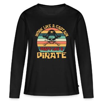 Pirate Pirate Pirate Bateau Pirate Cadeau - T-shirt manches longues Premium bio Femme - noir - Devant - Julia (174cm)