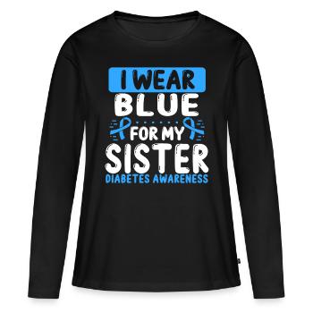 Sister Blue Ribbon Twin Diabetes Awareness - Women's Premium Organic Long Sleeve Shirt - black - Front - Julia (174cm)