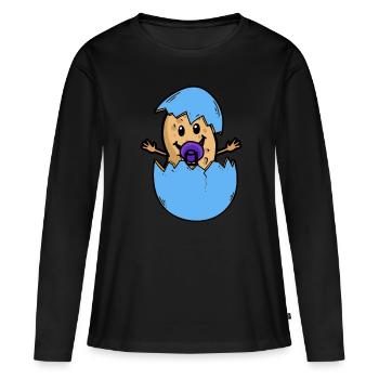 Coquille d’arachide naissance bébé éclosion oeuf - T-shirt manches longues Premium bio Femme - noir - Devant - Julia (174cm)