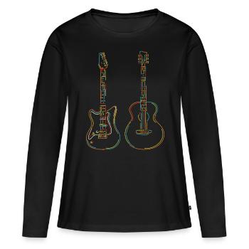 Gitarrist Geschenk Regenbogen Saiten Musiker - Frauen Premium Bio Langarmshirt - Schwarz - Vorne - Julia (174cm)