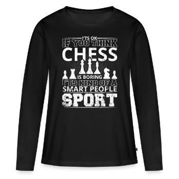 Pièces d’échecs Jeu d’échecs Échecs Échecs - T-shirt manches longues Premium bio Femme - noir - Devant - Julia (174cm)