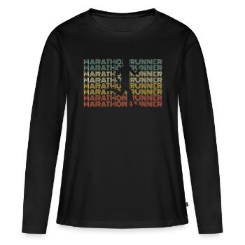 Marathon Marathon Marathon Runner Cadeau - T-shirt manches longues Premium bio Femme - noir - Devant - Julia (174cm)