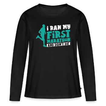 Marathon Marathon Marathon Runner Cadeau - T-shirt manches longues Premium bio Femme - noir - Devant - Julia (174cm)