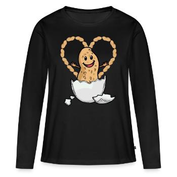 Félicitations Bébé Arachide Naissance Enfant Oeuf - T-shirt manches longues Premium bio Femme - noir - Devant - Julia (174cm)