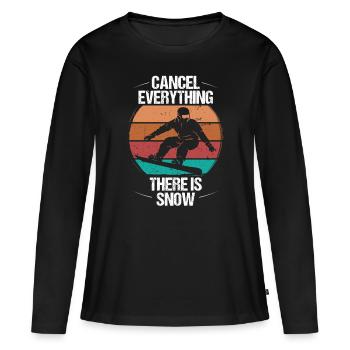 Snowboarding Retro Cancel Everything Snow Vintage - Frauen Premium Bio Langarmshirt - Schwarz - Vorne - Julia (174cm)