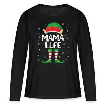 Mama Elfe Kostüm Weihnachten Kostüm Familie Elfen - Frauen Premium Bio Langarmshirt - Schwarz - Vorne - Julia (174cm)