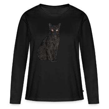 Cats Animal Motif Imprint - Women's Premium Organic Long Sleeve Shirt - black - Front - Julia (174cm)