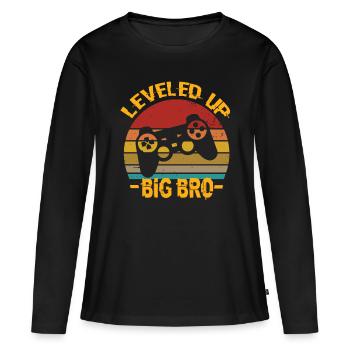 Monter de niveau Big Bro Big Bro Anniversaire Big Bro - T-shirt manches longues Premium bio Femme - noir - Devant - Julia (174cm)