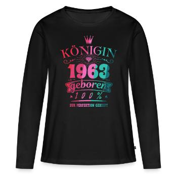 Geburtsjahr 1963 Königin Geburtstag Geschenk - Frauen Premium Bio Langarmshirt - Schwarz - Vorne - Julia (174cm)