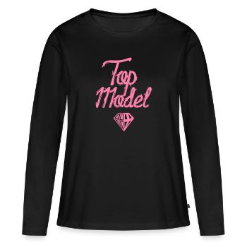 Model - T-shirt manches longues Premium bio Femme - noir - Devant - Julia (174cm)