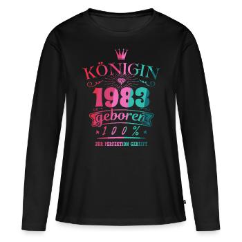 Geburtsjahr 1983 Königin Geburtstag Geschenk - Frauen Premium Bio Langarmshirt - Schwarz - Vorne - Julia (174cm)