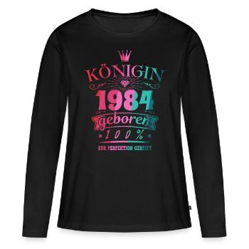 Geburtsjahr 1984 Königin Geburtstag Geschenk - Frauen Premium Bio Langarmshirt - Schwarz - Vorne - Julia (174cm)