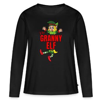 The Granny Elf Elfe Partnerlook Weihnachtself - Frauen Premium Bio Langarmshirt - Schwarz - Vorne - Julia (174cm)