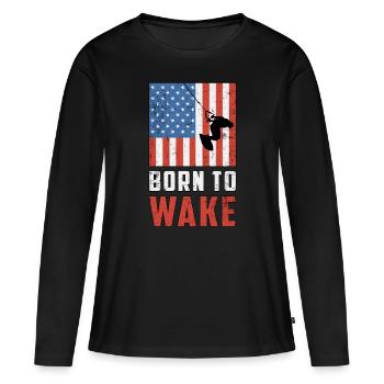 Wakeboard Wakeboard Wakeboard Cadeau de wakeboard - T-shirt manches longues Premium bio Femme - noir - Devant - Julia (174cm)