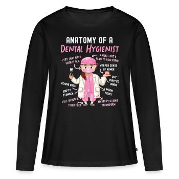 Hygiéniste dentaire Anatomie Anatomie - T-shirt manches longues Premium bio Femme - noir - Devant - Julia (174cm)