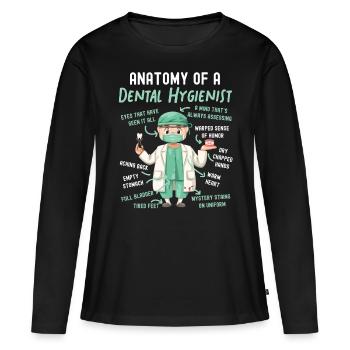Hygiéniste dentaire Anatomie Anatomie - T-shirt manches longues Premium bio Femme - noir - Devant - Julia (174cm)
