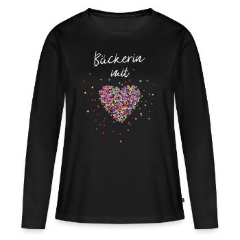 Bäckerin Backen Backfee Kuchen Bäckerei - Frauen Premium Bio Langarmshirt - Schwarz - Vorne - Julia (174cm)