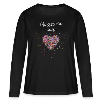 Masseurin mit Herz Physiotherapie - Frauen Premium Bio Langarmshirt - Schwarz - Vorne - Julia (174cm)