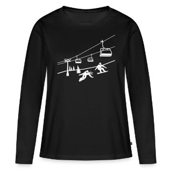 Snowboard Snowboarding Ski-Ski Lift Snowboarder - Women's Premium Organic Long Sleeve Shirt - black - Front - Julia (174cm)