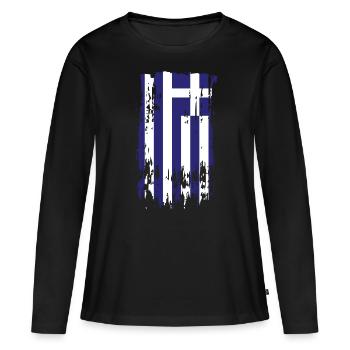 Grèce Grèce Grèce - T-shirt manches longues Premium bio Femme - noir - Devant - Julia (174cm)