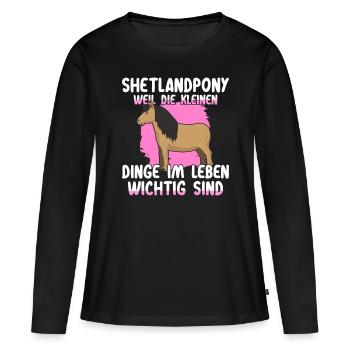 Shetty Shetlandpony Pferde Reiterin Reitsport - Frauen Premium Bio Langarmshirt - Schwarz - Vorne - Julia (174cm)