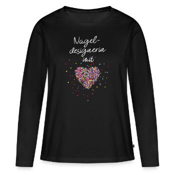 Nageldesignerin mit Herz Kosmetikerin Geschenkidee - Frauen Premium Bio Langarmshirt - Schwarz - Vorne - Julia (174cm)