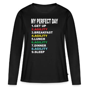 Mon agilité de jour parfaite - T-shirt manches longues Premium bio Femme - noir - Devant - Julia (174cm)