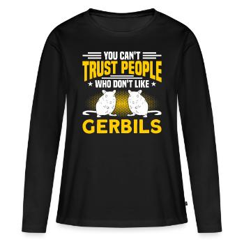 Gerbilles Gerbille Rongeur Cadeau - T-shirt manches longues Premium bio Femme - noir - Devant - Julia (174cm)