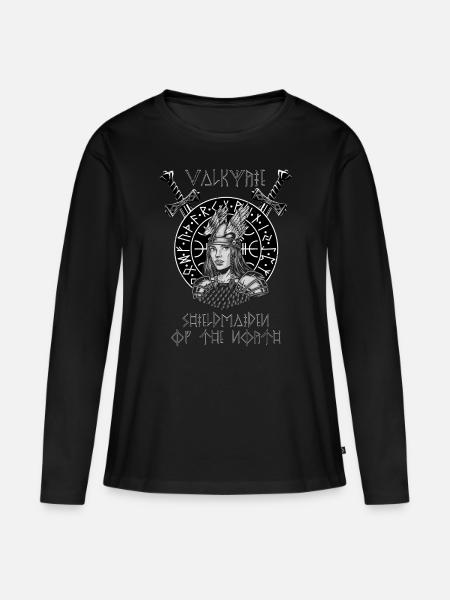 Valkyrie Shieldmaiden of the North - Frauen Premium Bio Langarmshirt - Schwarz